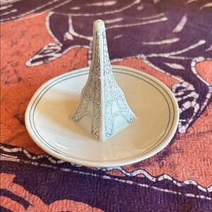 Anthropologie White and Blue Eiffel Tower Ring/Jewelry Holder